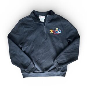 Vintage Disneyland Black Quarter Zip Pullover Sweater in Womens Size Small 2000s